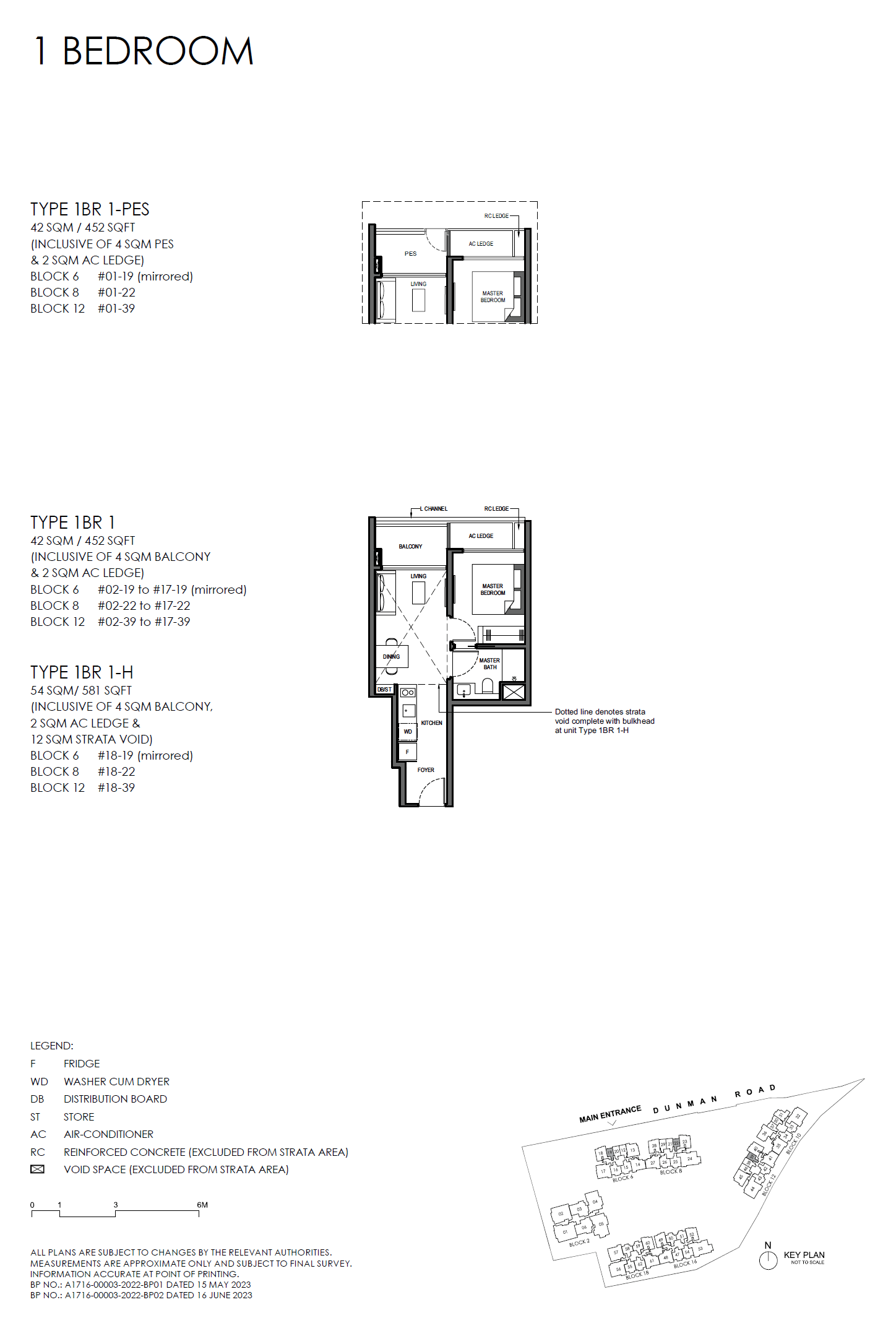 1BR 1-H floor plan